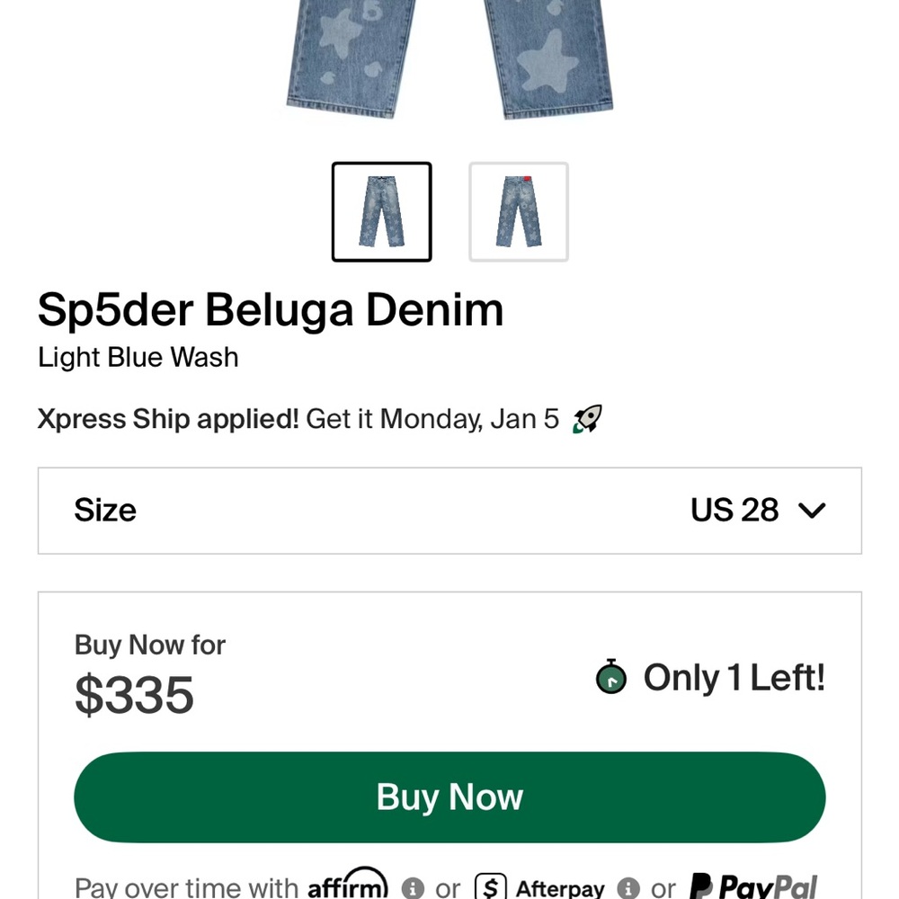 Sp5der Light Blue Denim Jeans